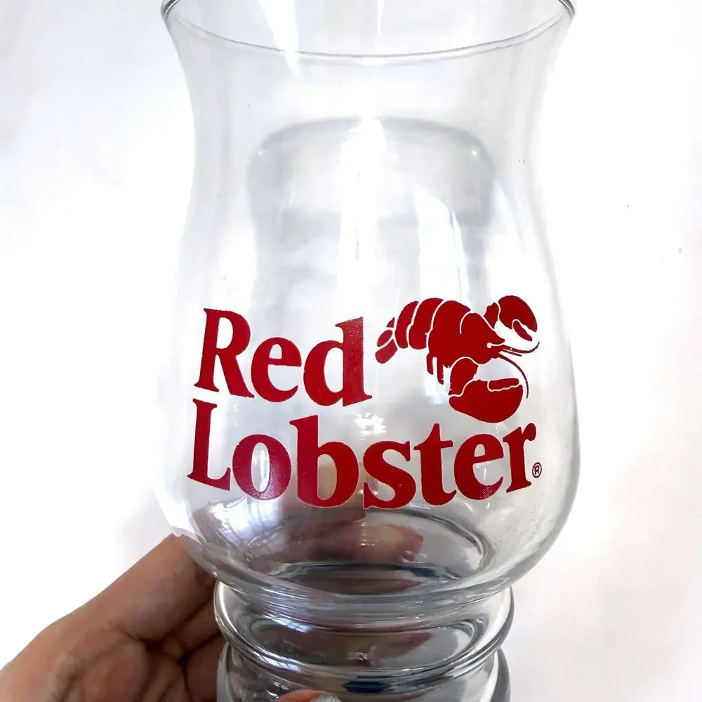 Vintage Red Lobster Hurricane Glasses Set of 3 Restaurant Logo 7